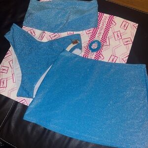 Victorias Secret Pink Swim Shimmer Padded Bikini top , Bottom and skirt Set